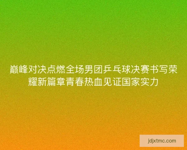 巅峰对决点燃全场男团乒乓球决赛书写荣耀新篇章青春热血见证国家实力
